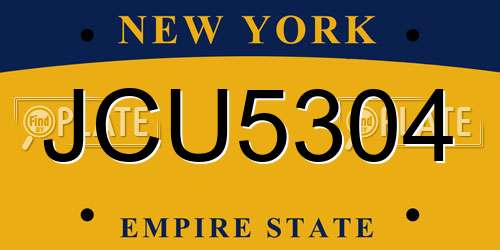 JCU5304 New York License Plate