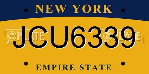 JCU6339 New York License Plate