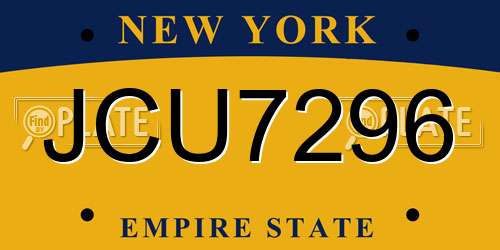JCU7296 New York License Plate