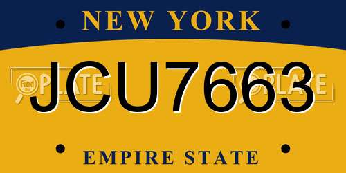 JCU7663 New York License Plate