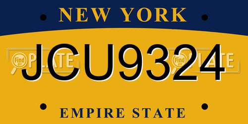JCU9324 New York License Plate