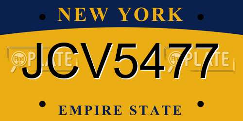 JCV5477 New York License Plate