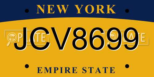 JCV8699 New York License Plate