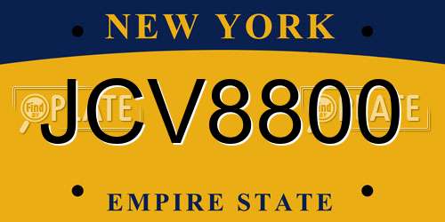 JCV8800 New York License Plate