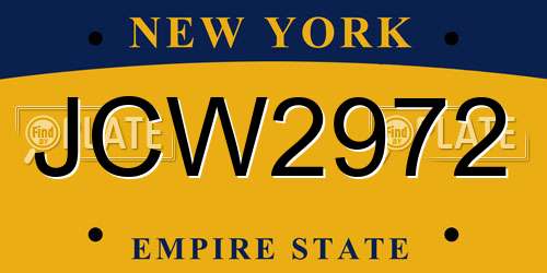 JCW2972 New York License Plate