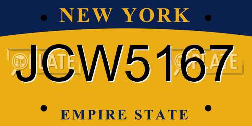 JCW5167 New York License Plate