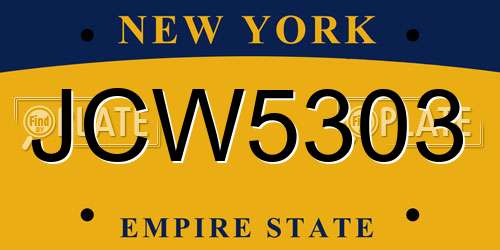 JCW5303 New York License Plate