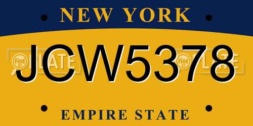 JCW5378 New York License Plate