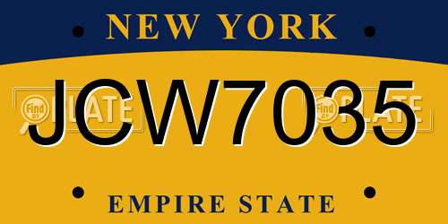 JCW7035 New York License Plate