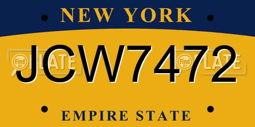 JCW7472 New York License Plate