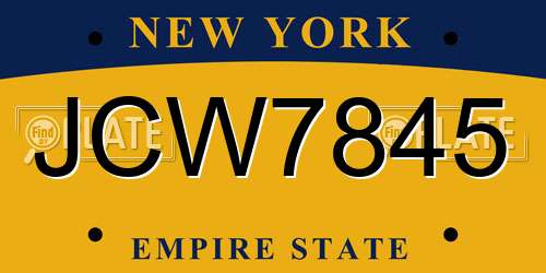 JCW7845 New York License Plate
