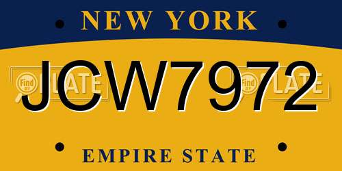 JCW7972 New York License Plate