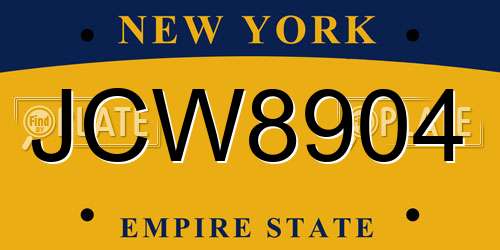 JCW8904 New York License Plate