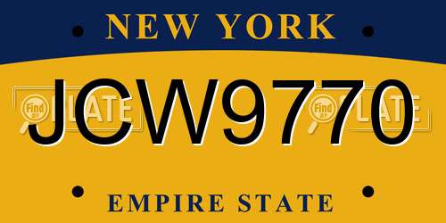 JCW9770 New York License Plate