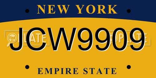 JCW9909 New York License Plate