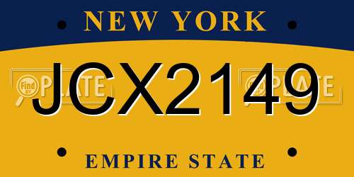 JCX2149 New York License Plate