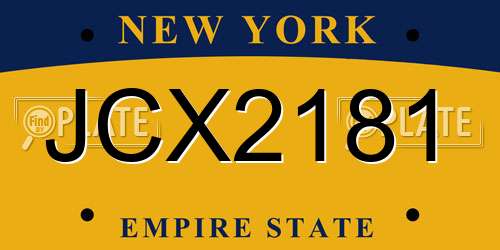 JCX2181 New York License Plate