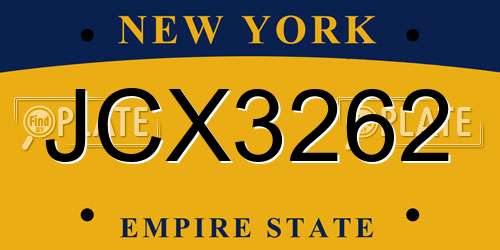 JCX3262 New York License Plate