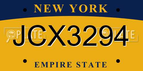 JCX3294 New York License Plate