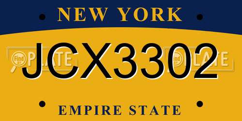 JCX3302 New York License Plate