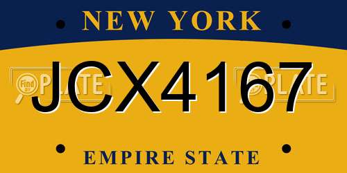 JCX4167 New York License Plate