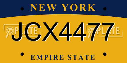 JCX4477 New York License Plate