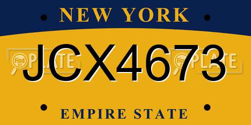 JCX4673 New York License Plate