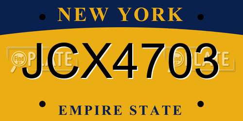 JCX4703 New York License Plate