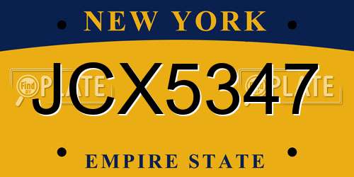 JCX5347 New York License Plate