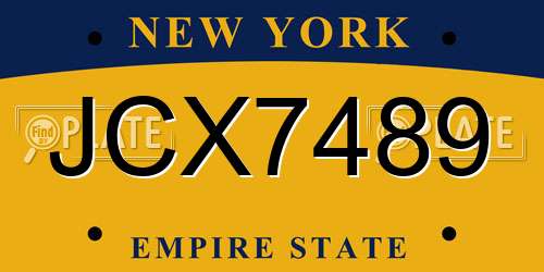 JCX7489 New York License Plate