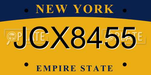 JCX8455 New York License Plate
