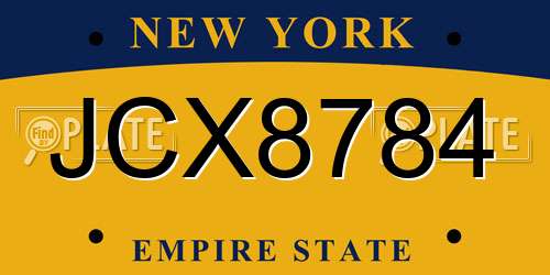 JCX8784 New York License Plate