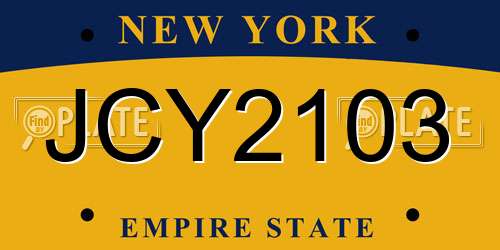 JCY2103 New York License Plate