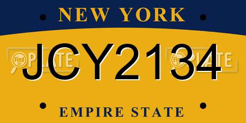 JCY2134 New York License Plate