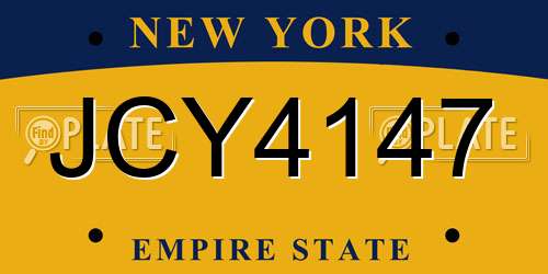 JCY4147 New York License Plate