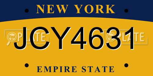 JCY4631 New York License Plate
