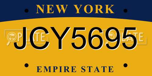 JCY5695 New York License Plate