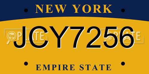 JCY7256 New York License Plate