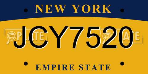 JCY7520 New York License Plate