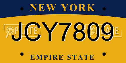JCY7809 New York License Plate