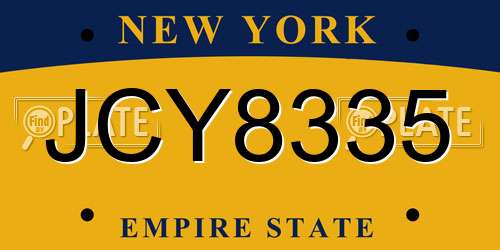 JCY8335 New York License Plate
