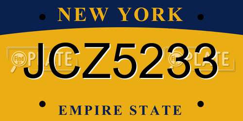 JCZ5233 New York License Plate