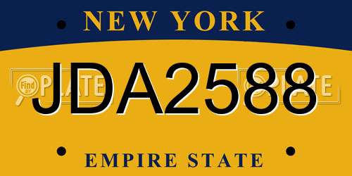 JDA2588 New York License Plate