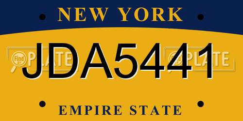 JDA5441 New York License Plate