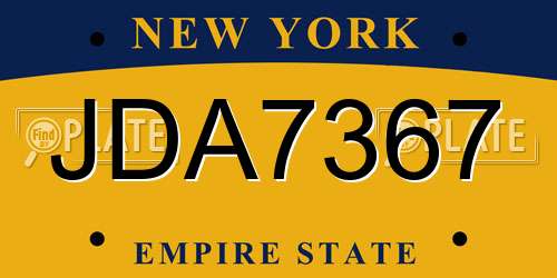 JDA7367 New York License Plate