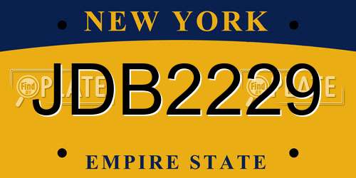 JDB2229 New York License Plate