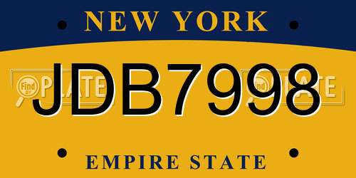 JDB7998 New York License Plate