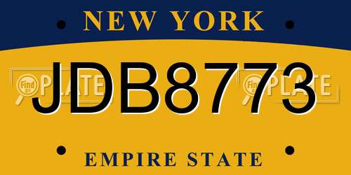 JDB8773 New York License Plate