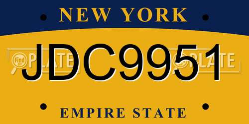JDC9951 New York License Plate