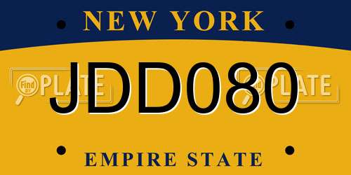 JDD080 New York License Plate